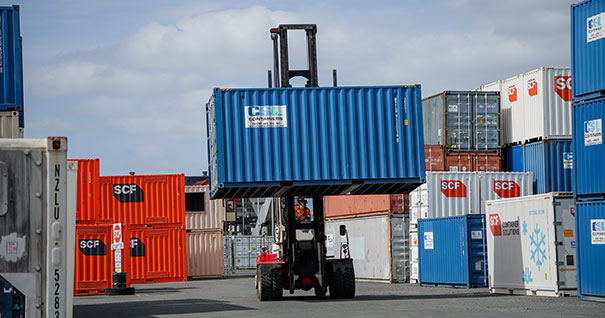 forklift blue csl container
